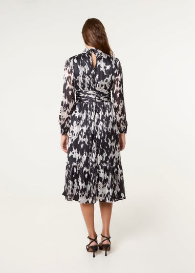 Blue Vanilla Black High Neck Midi Dress