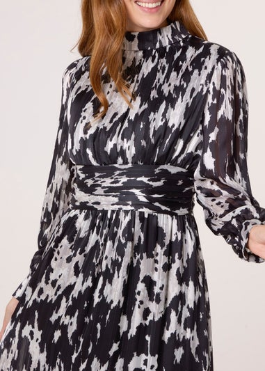 Blue Vanilla Black High Neck Midi Dress