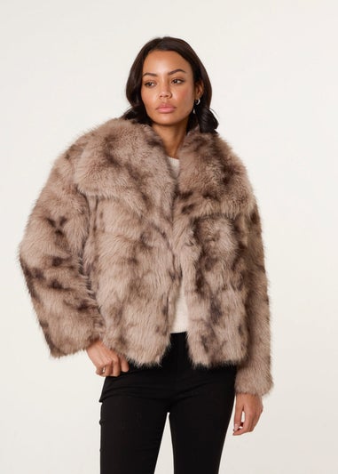 Blue Vanilla Beige Faux Fur Coat