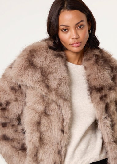 Blue Vanilla Beige Faux Fur Coat