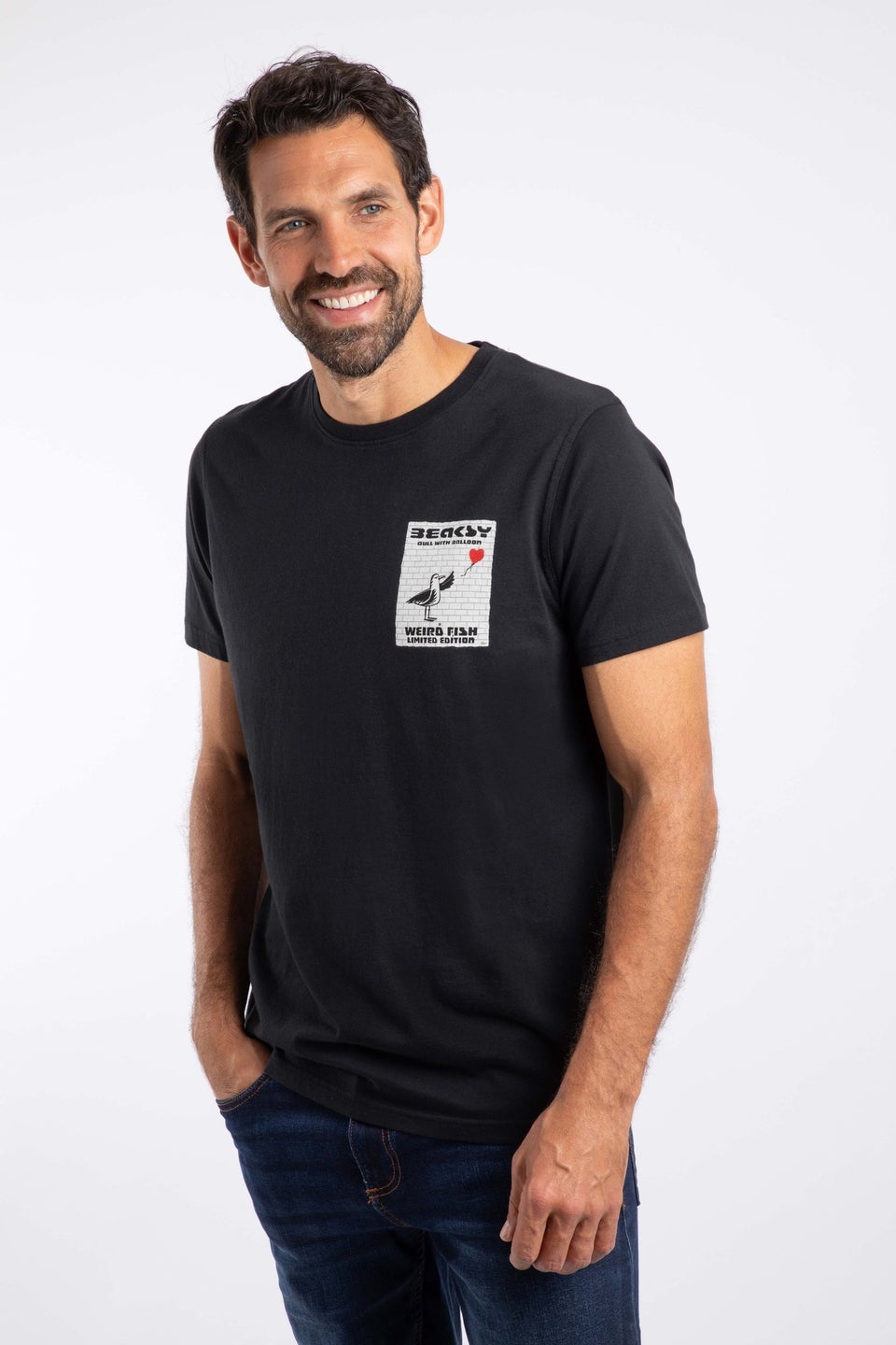 Weird Fish Black Beaksy Back Print Artist T-Shirt