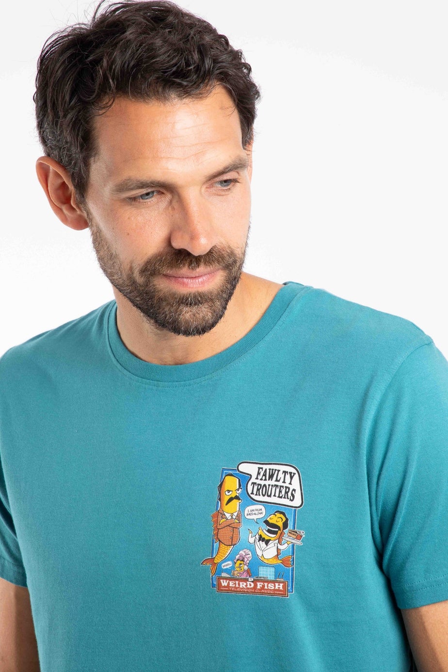 Weird Fish Deep Teal Fawlty Trouters Back Print Artist T-Shirt