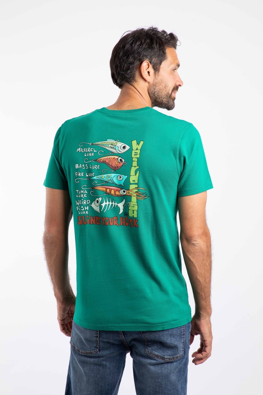 Weird Fish Green Ivy Sling Your Hook Back Print Artist T-Shirt