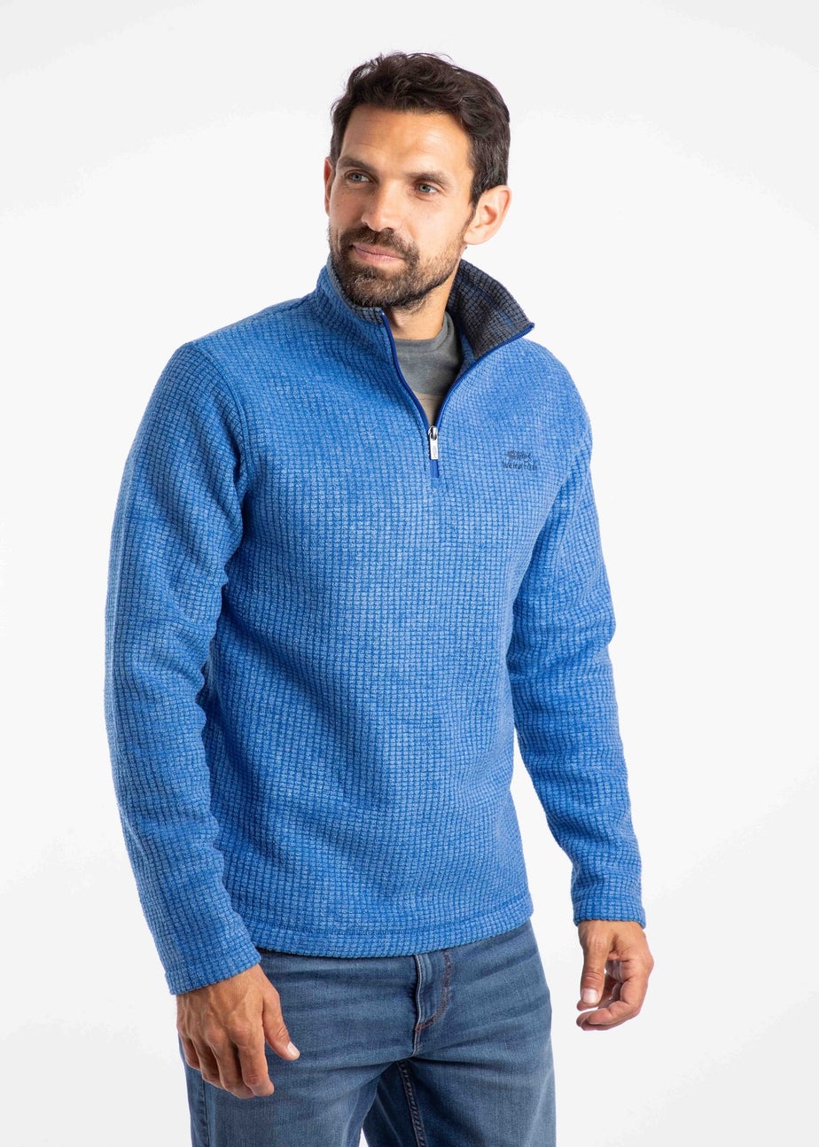 Weird Fish Blue Newark 1/4 Zip Grid Fleece