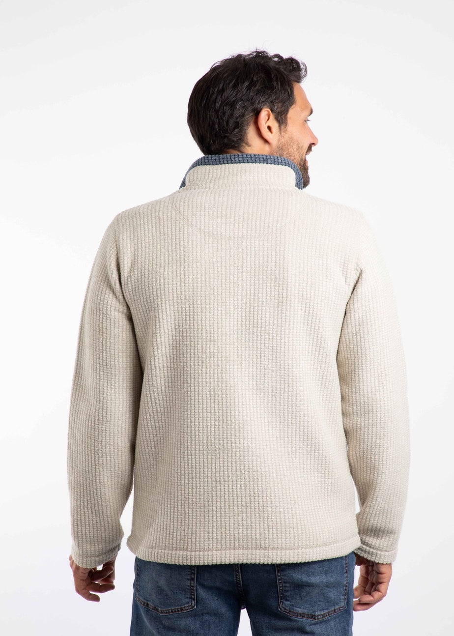Weird Fish Ecru Newark 1/4 Zip Grid Fleece