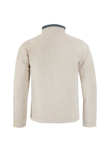 Weird Fish Ecru Newark 1/4 Zip Grid Fleece