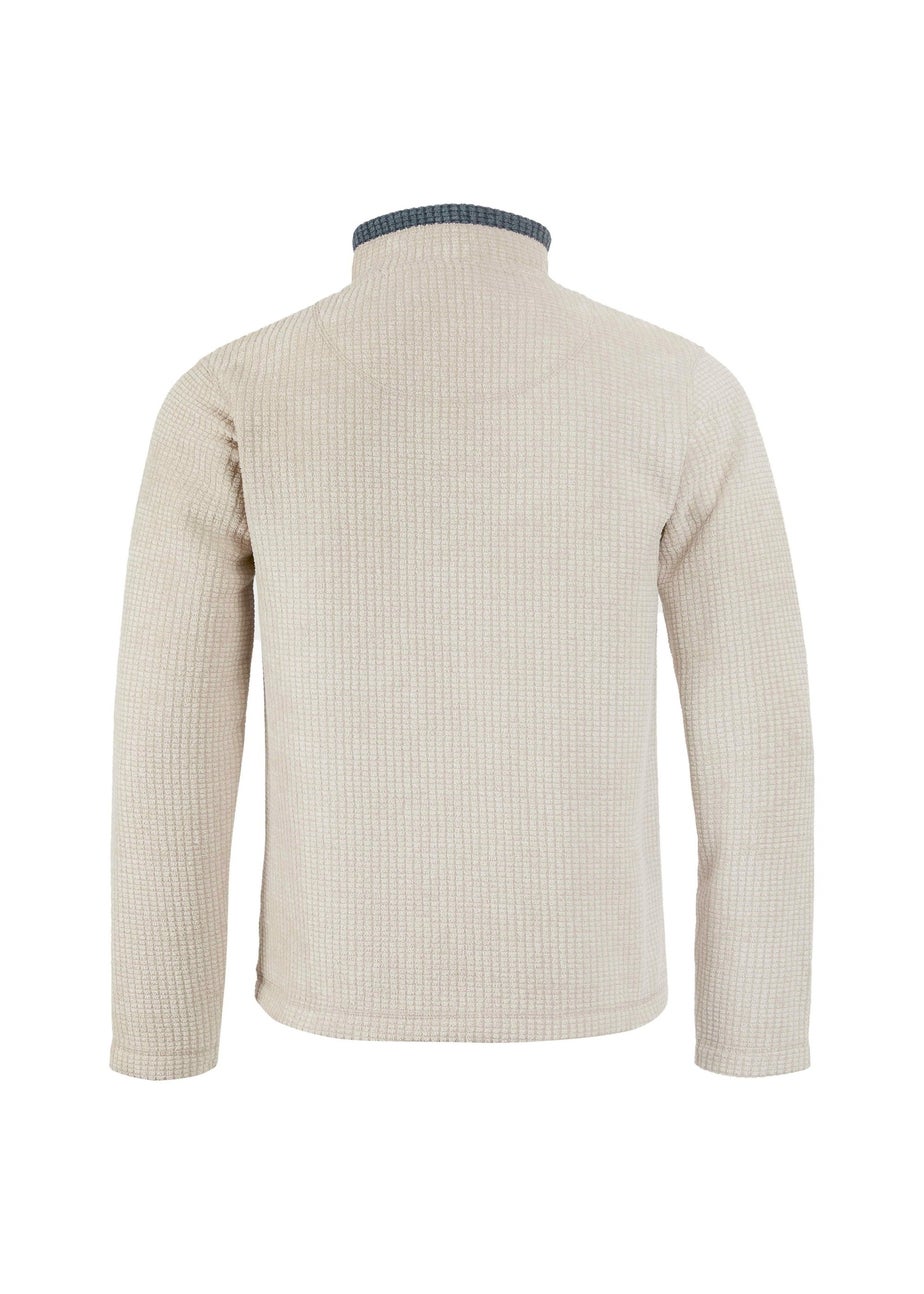 Weird Fish Ecru Newark 1/4 Zip Grid Fleece