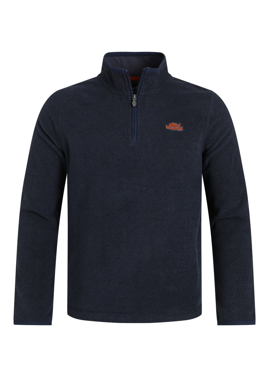 Weird Fish Midnight Errill 1/4 Zip Textured Fleece