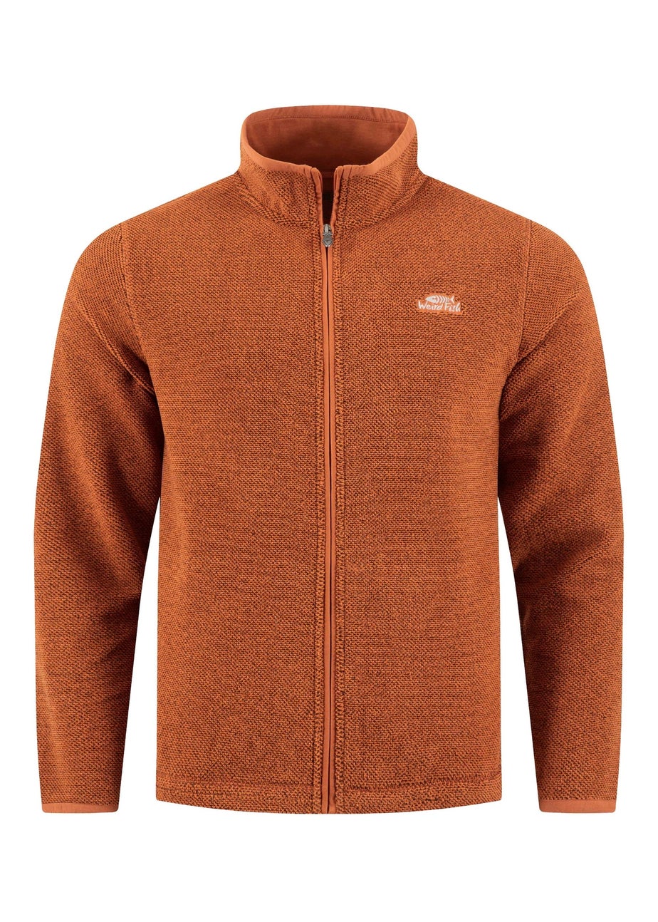 Weird Fish Brick Orange Merrill Full Zip Textured Fleece