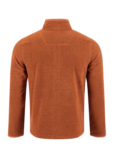 Weird Fish Brick Orange Merrill Full Zip Textured Fleece