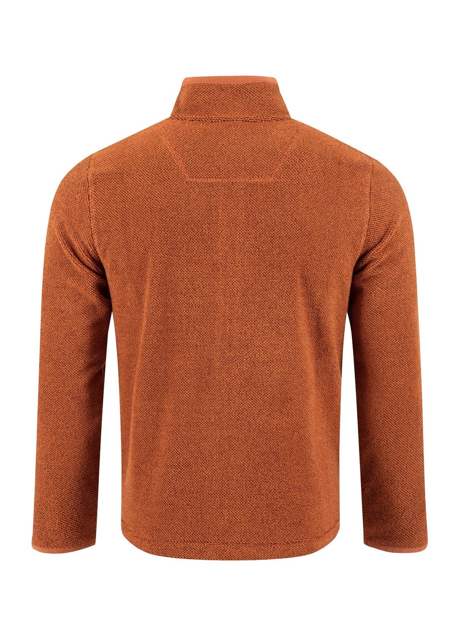 Weird Fish Brick Orange Merrill Full Zip Textured Fleece