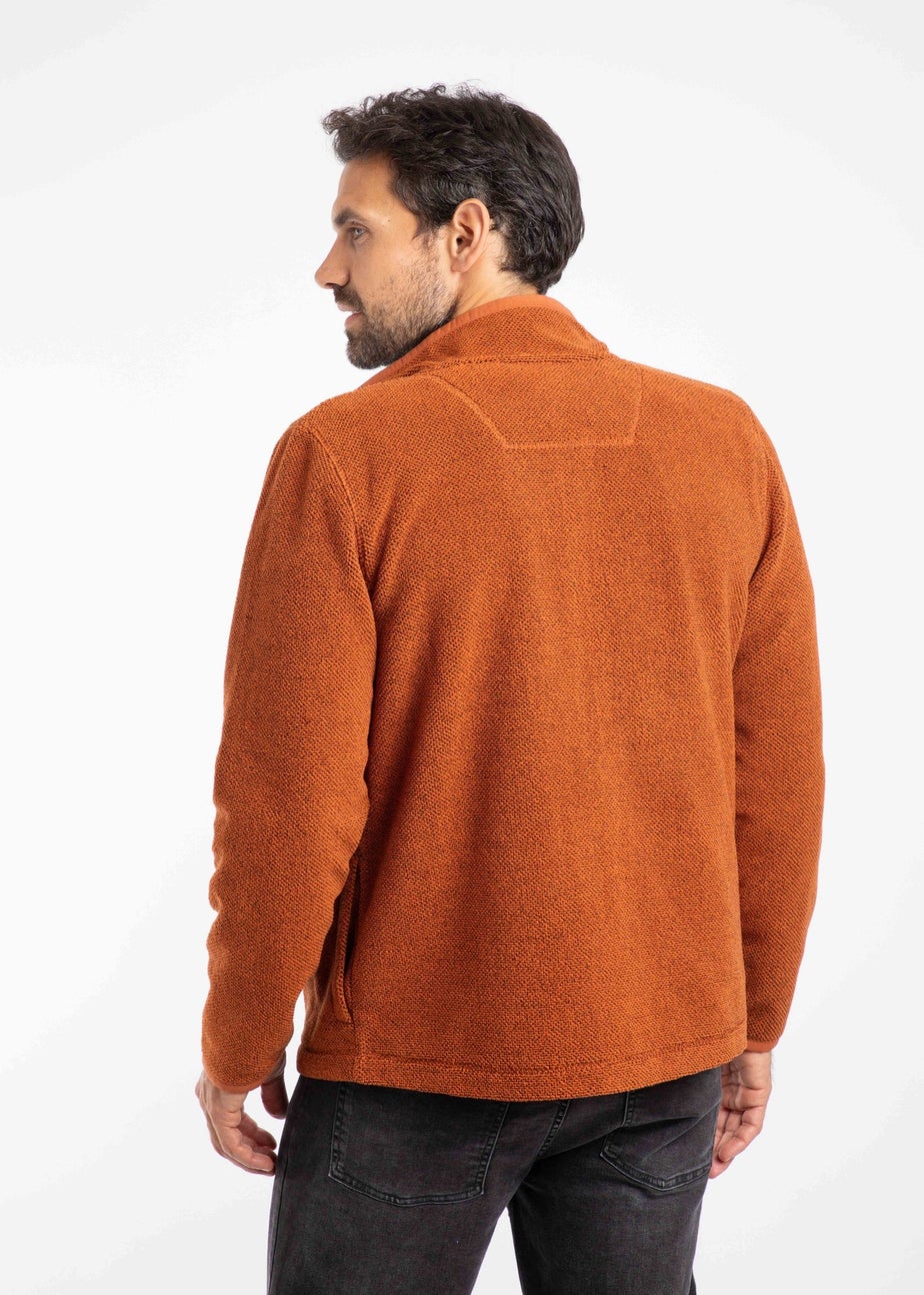 Weird Fish Brick Orange Merrill Full Zip Textured Fleece