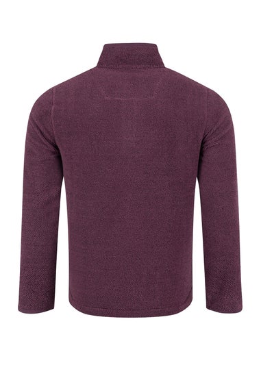 Weird Fish Aubergine Merrill Full Zip Textured Fleece