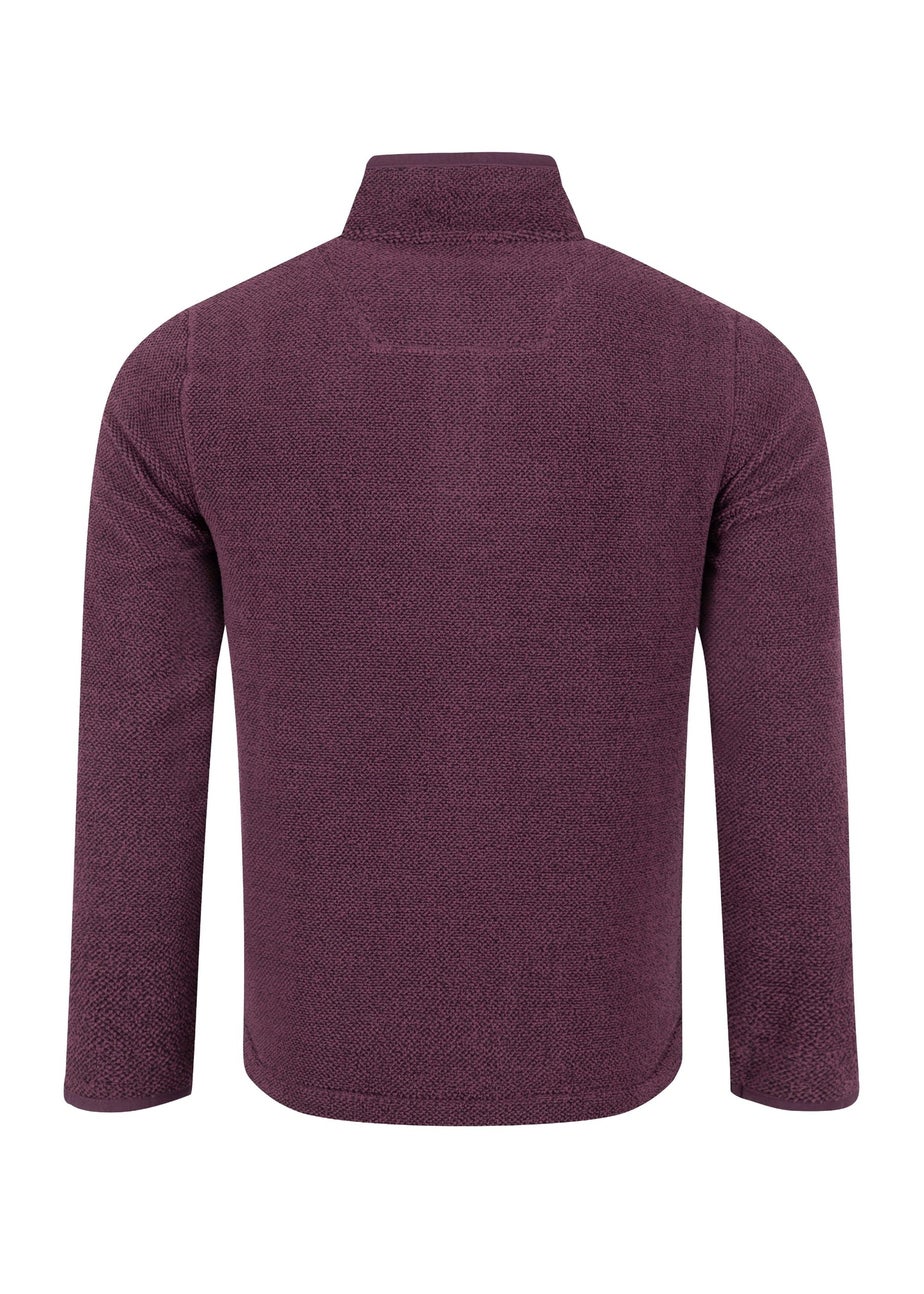 Weird Fish Aubergine Merrill Full Zip Textured Fleece
