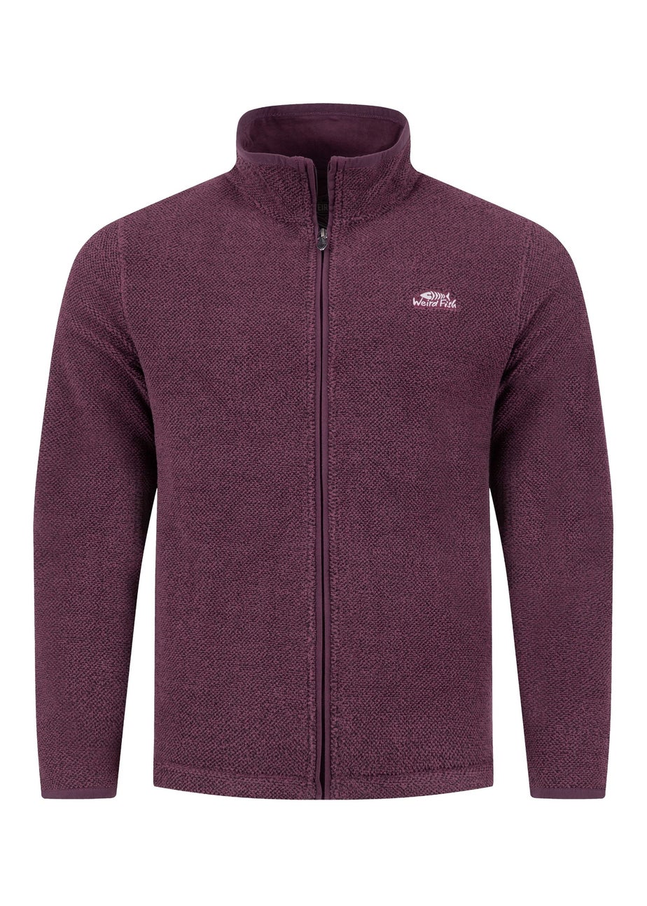 Weird Fish Aubergine Merrill Full Zip Textured Fleece