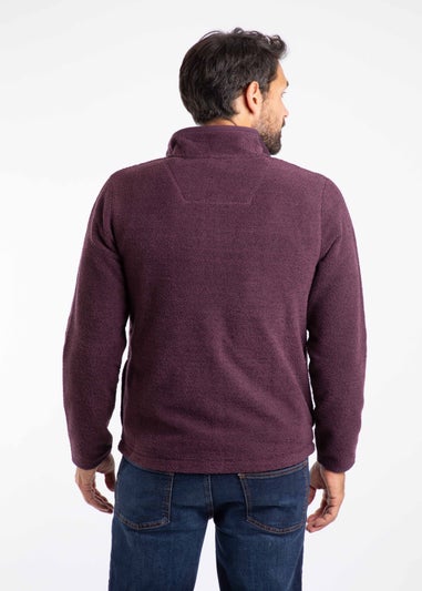 Weird Fish Aubergine Merrill Full Zip Textured Fleece