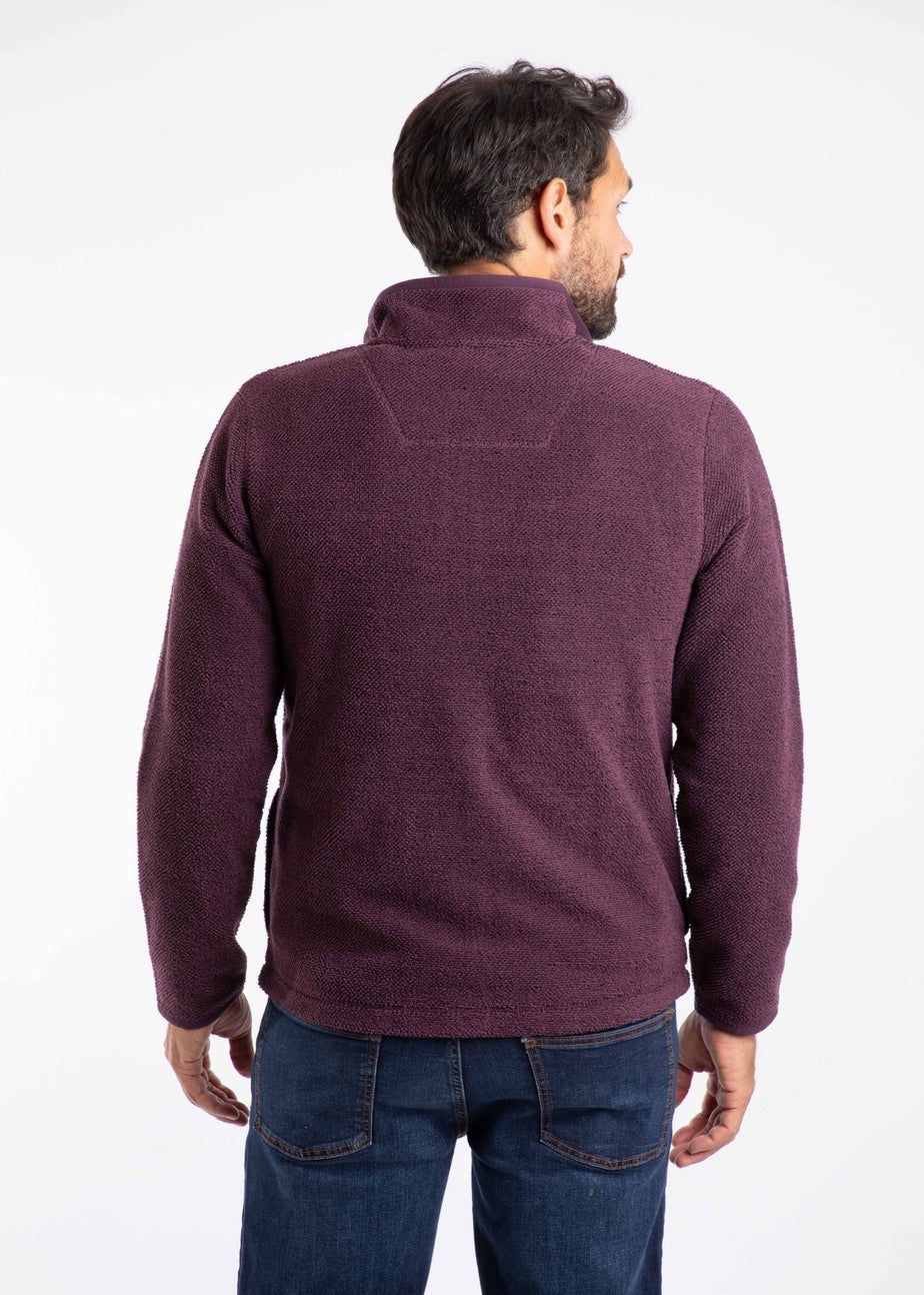 Weird Fish Aubergine Merrill Full Zip Textured Fleece