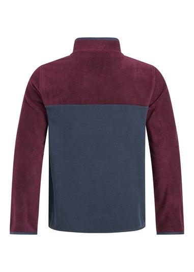 Weird Fish Aubergine Tristan 1/4 Zip Colour Block Microfleece