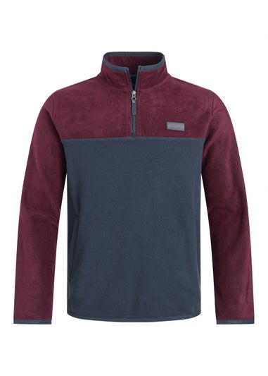 Weird Fish Aubergine Tristan 1/4 Zip Colour Block Microfleece