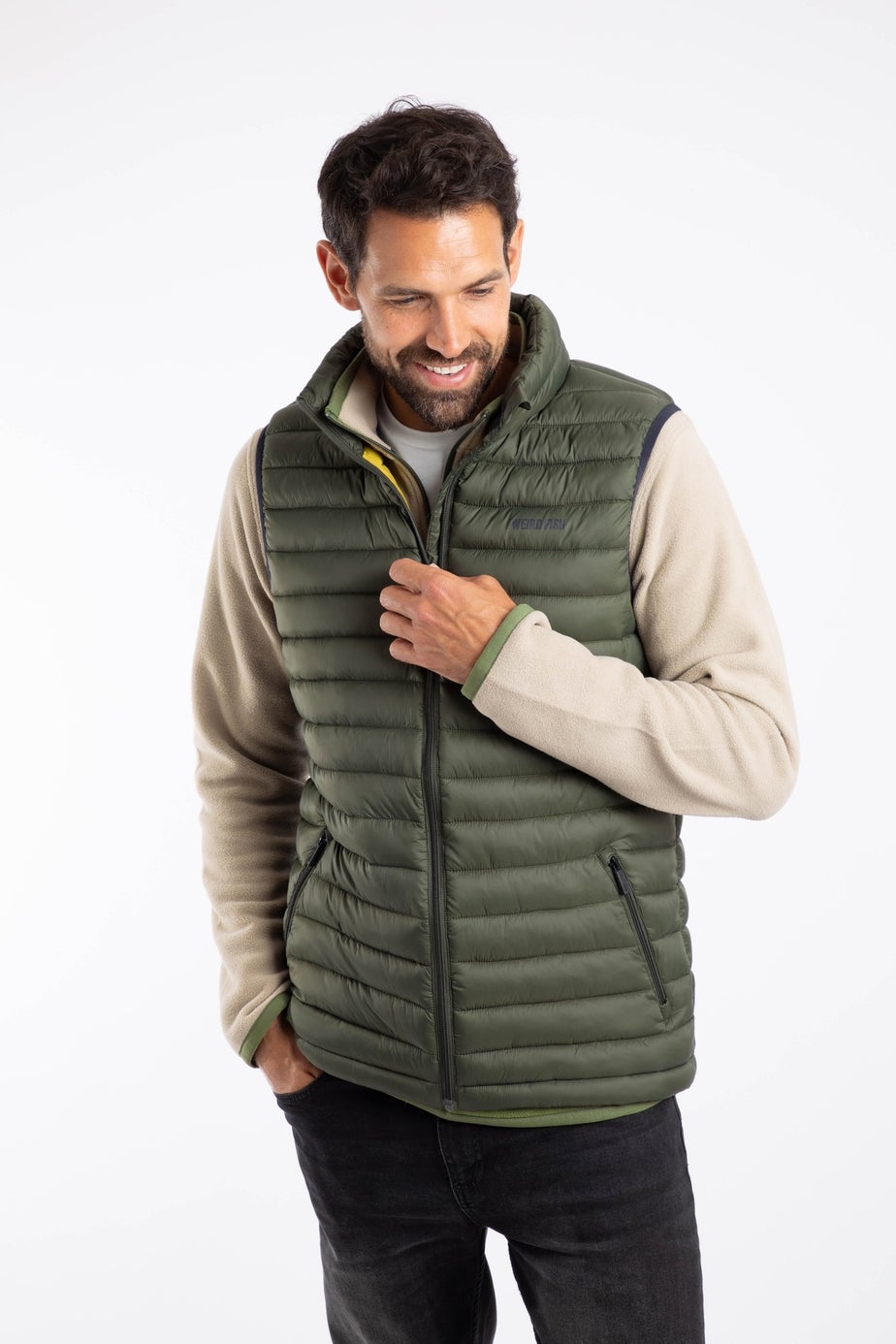 Weird Fish Deep Lichen Green Langtree Lightweight Showerproof Padded Gilet