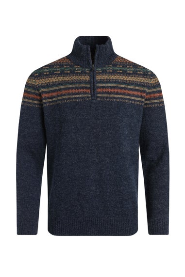 Weird Fish Midnight Larner 1/4 Zip Fair Isle Jumper
