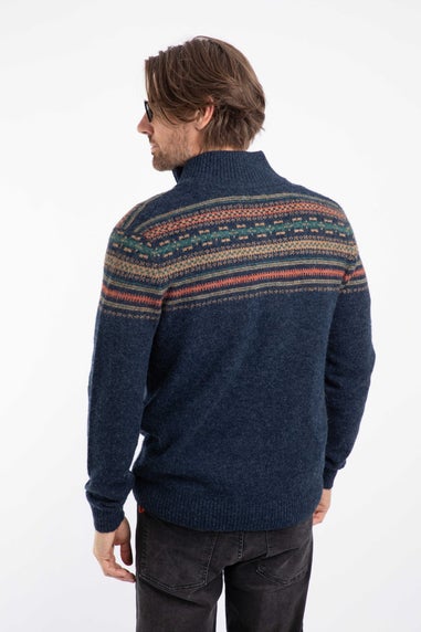 Weird Fish Midnight Larner 1/4 Zip Fair Isle Jumper