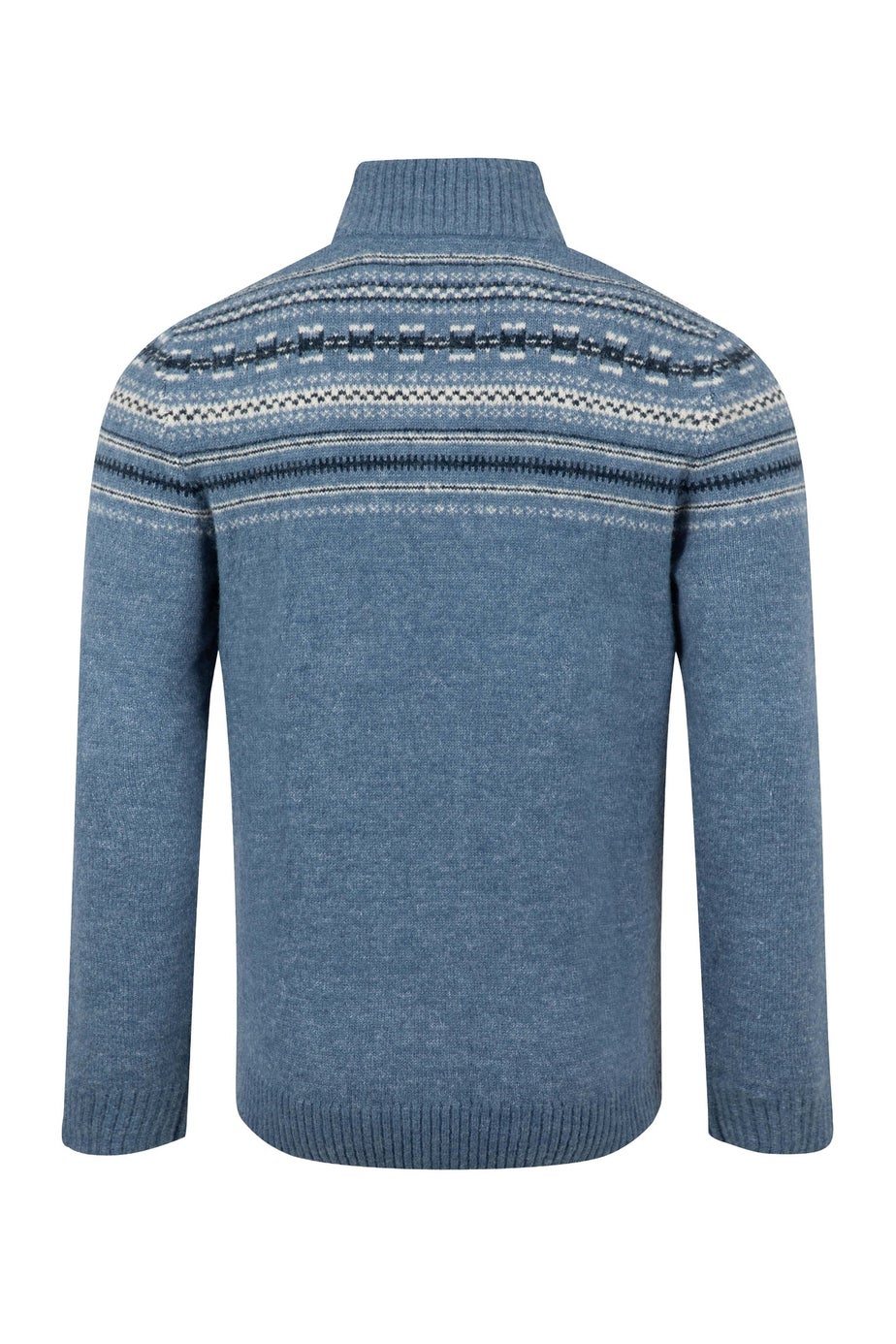 Weird Fish Pale Denim Larner 1/4 Zip Fair Isle Jumper