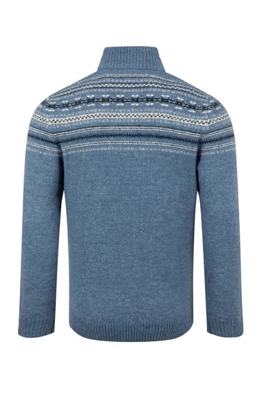 Weird Fish Pale Denim Larner 1/4 Zip Fair Isle Jumper