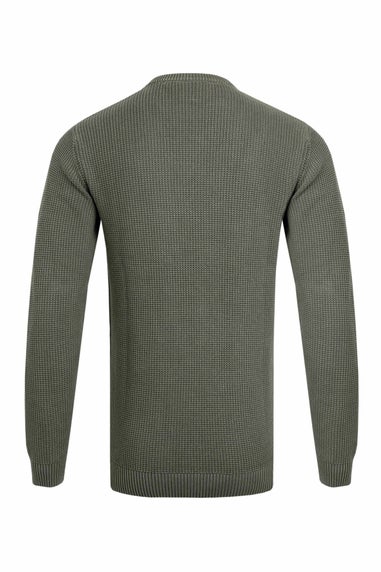 Weird Fish Fir Green Easton Waffle Crew Neck Jumper