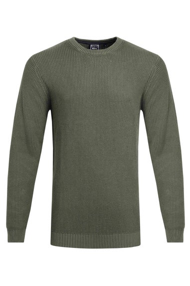 Weird Fish Fir Green Easton Waffle Crew Neck Jumper