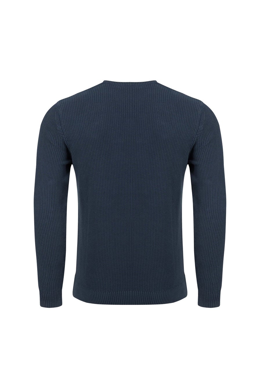 Weird Fish Navy Easton  Waffle Crew Neck Jumper