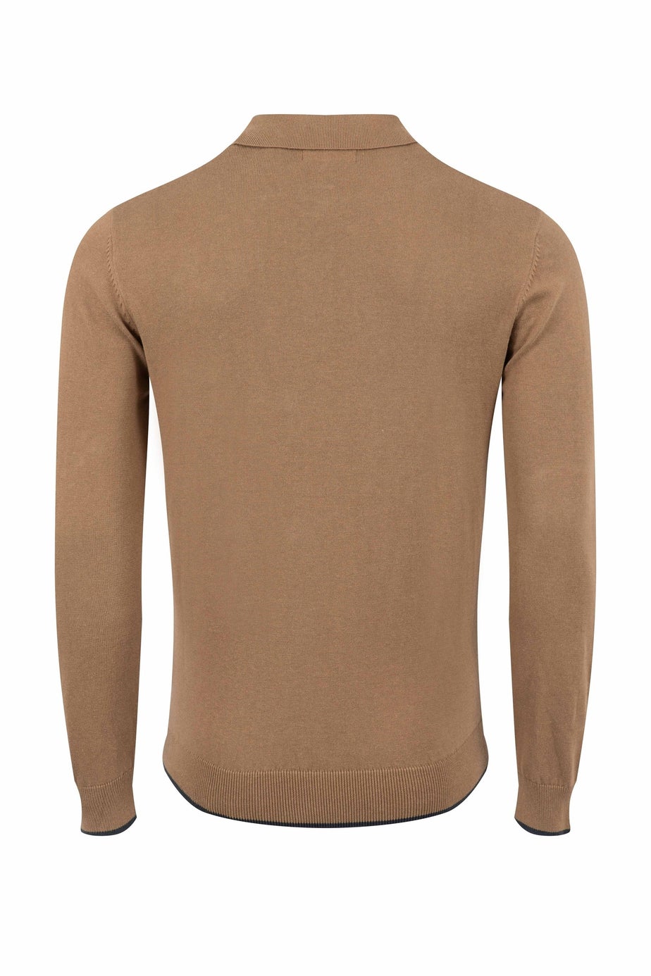 Weird Fish Mocha Alden Long Sleeve Knitted Polo Shirt