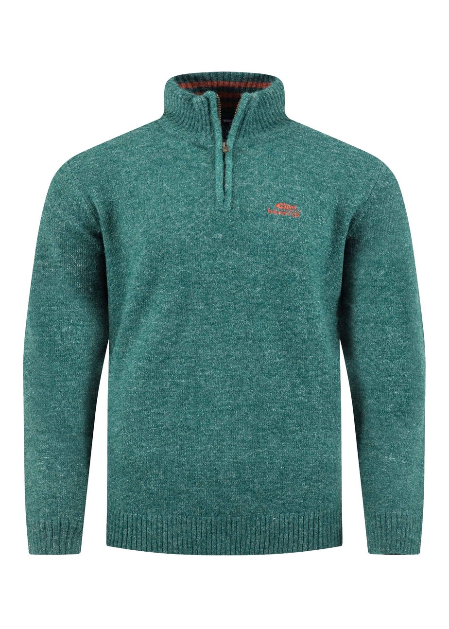 Weird Fish Deep Teal Altwood 1/4 Zip Jumper