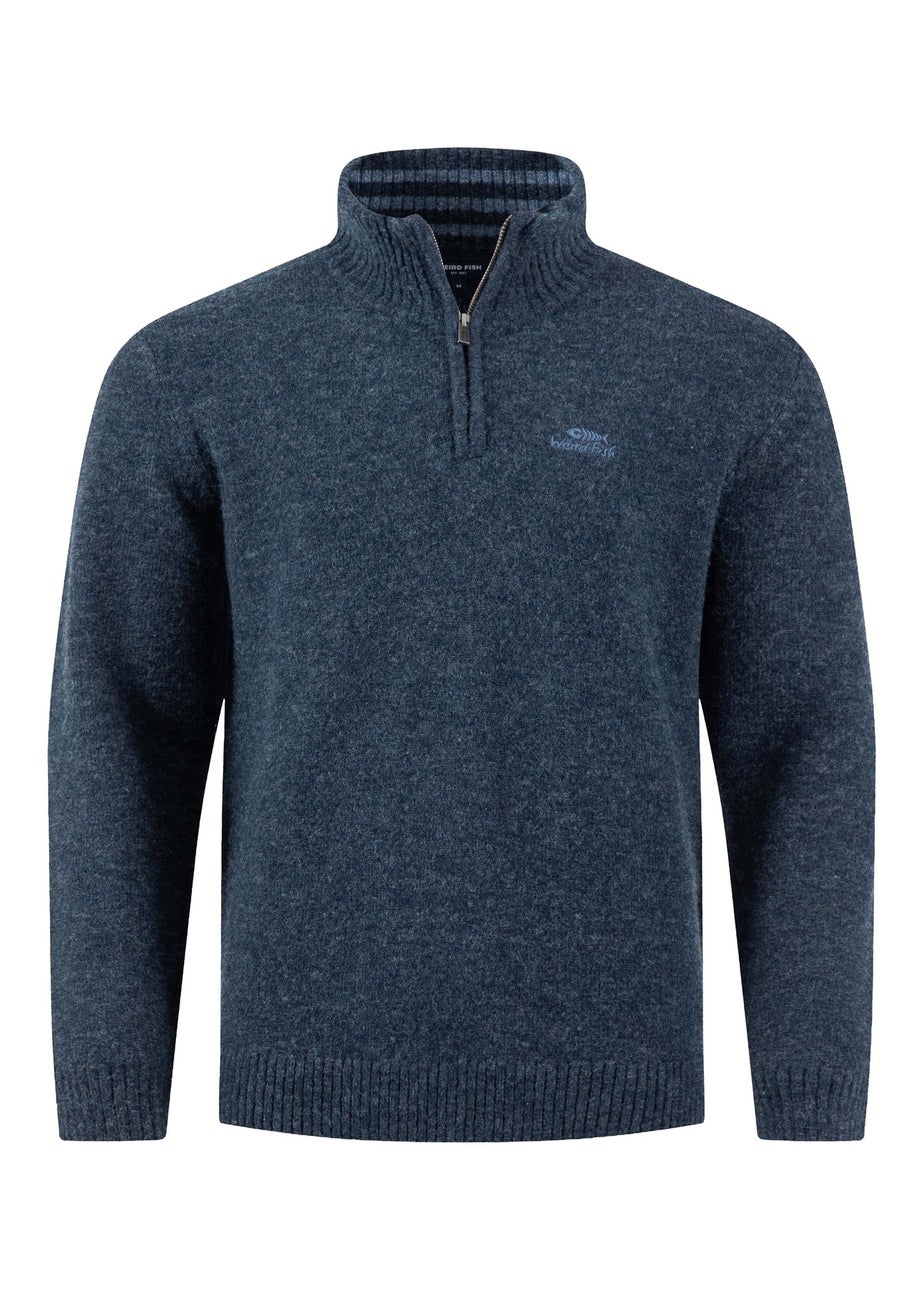Weird Fish Navy Altwood 1/4 Zip Jumper
