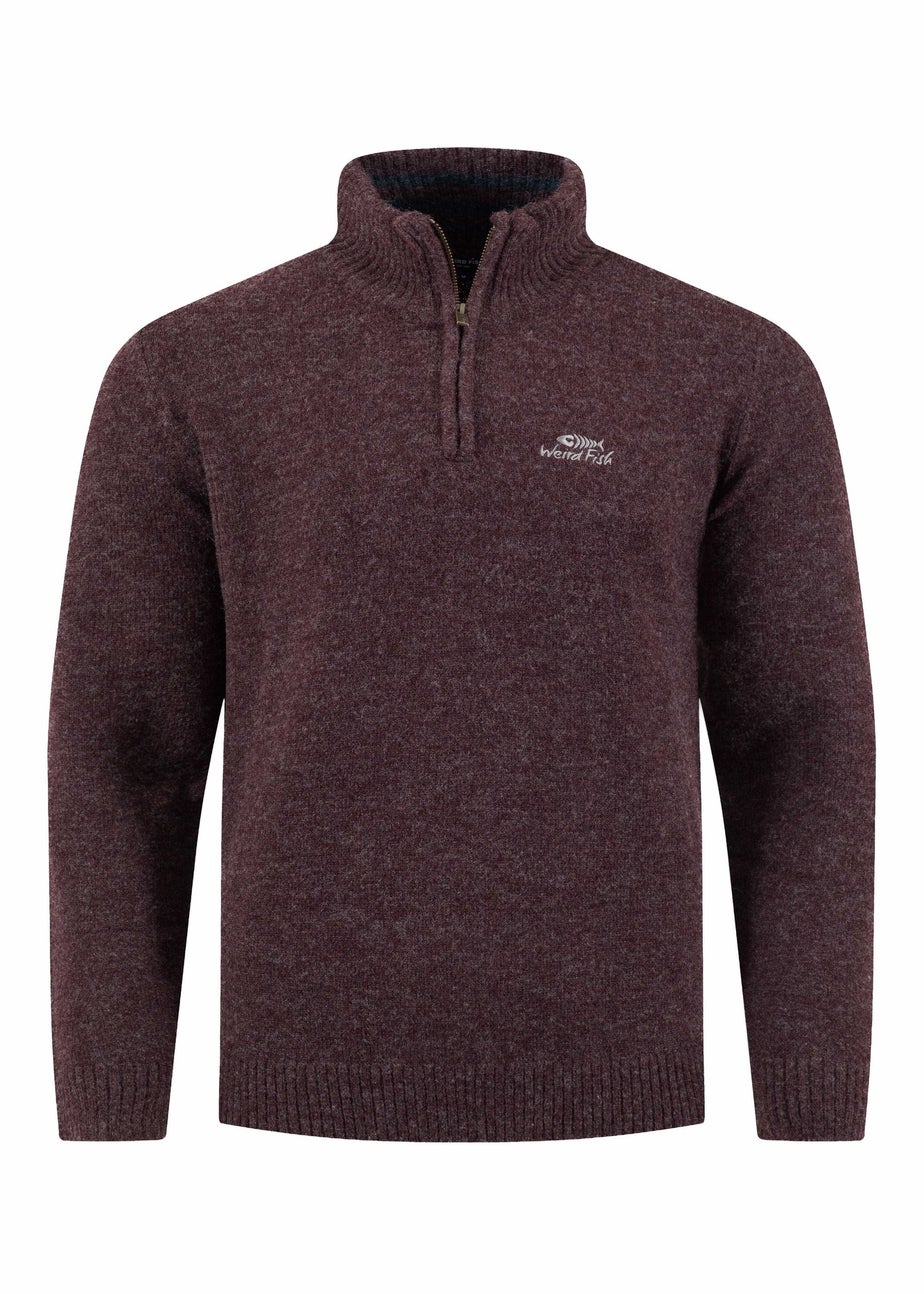 Weird Fish Aubergine Altwood 1/4 Zip Jumper