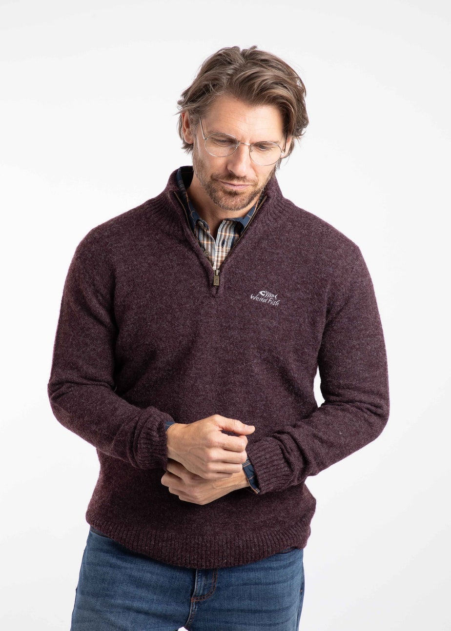Weird Fish Aubergine Altwood 1/4 Zip Jumper