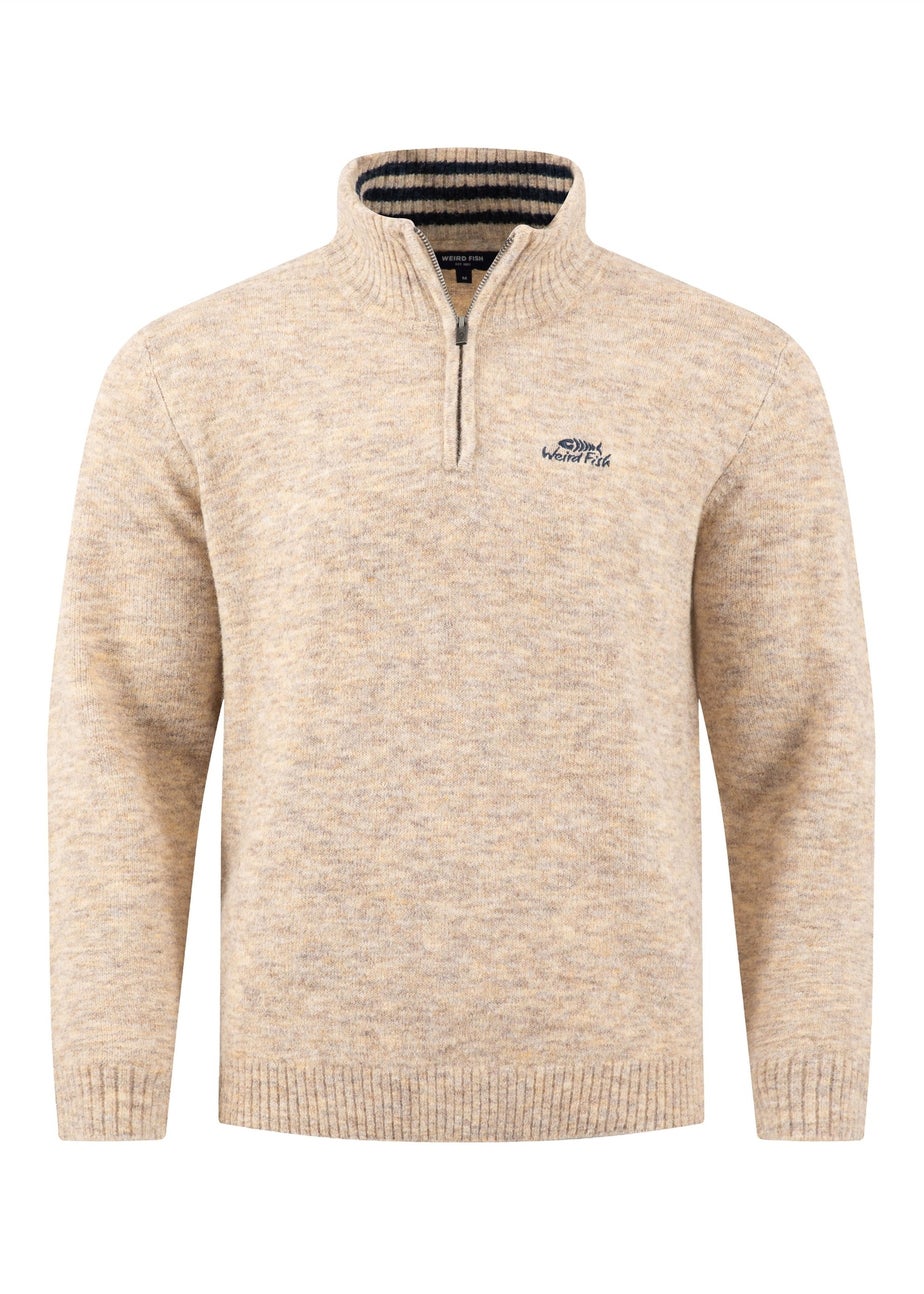 Weird Fish Ecru Altwood 1/4 Zip Jumper