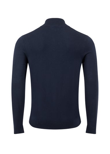 Weird Fish Midnight Frederick 1/4 Zip Fine Knit Jumper