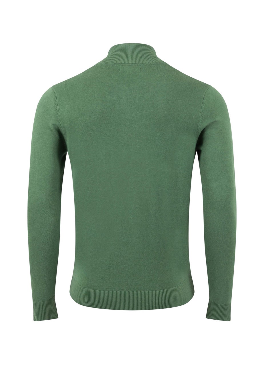 Weird Fish Army Green Frederick 1/4 Zip Fine Knit Jumper