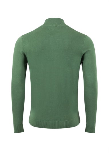 Weird Fish Army Green Frederick 1/4 Zip Fine Knit Jumper