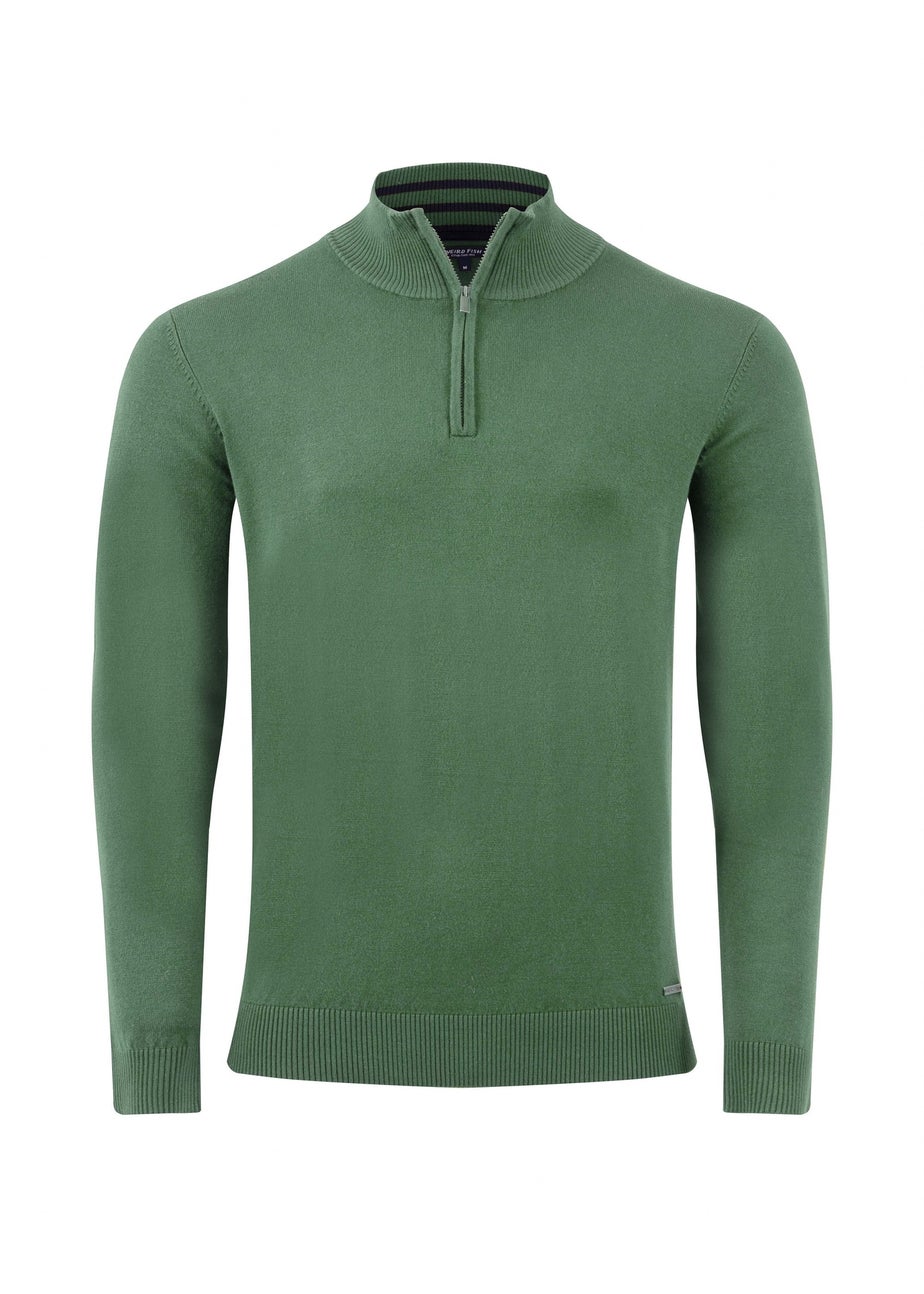 Weird Fish Army Green Frederick 1/4 Zip Fine Knit Jumper