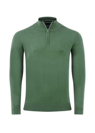 Weird Fish Army Green Frederick 1/4 Zip Fine Knit Jumper