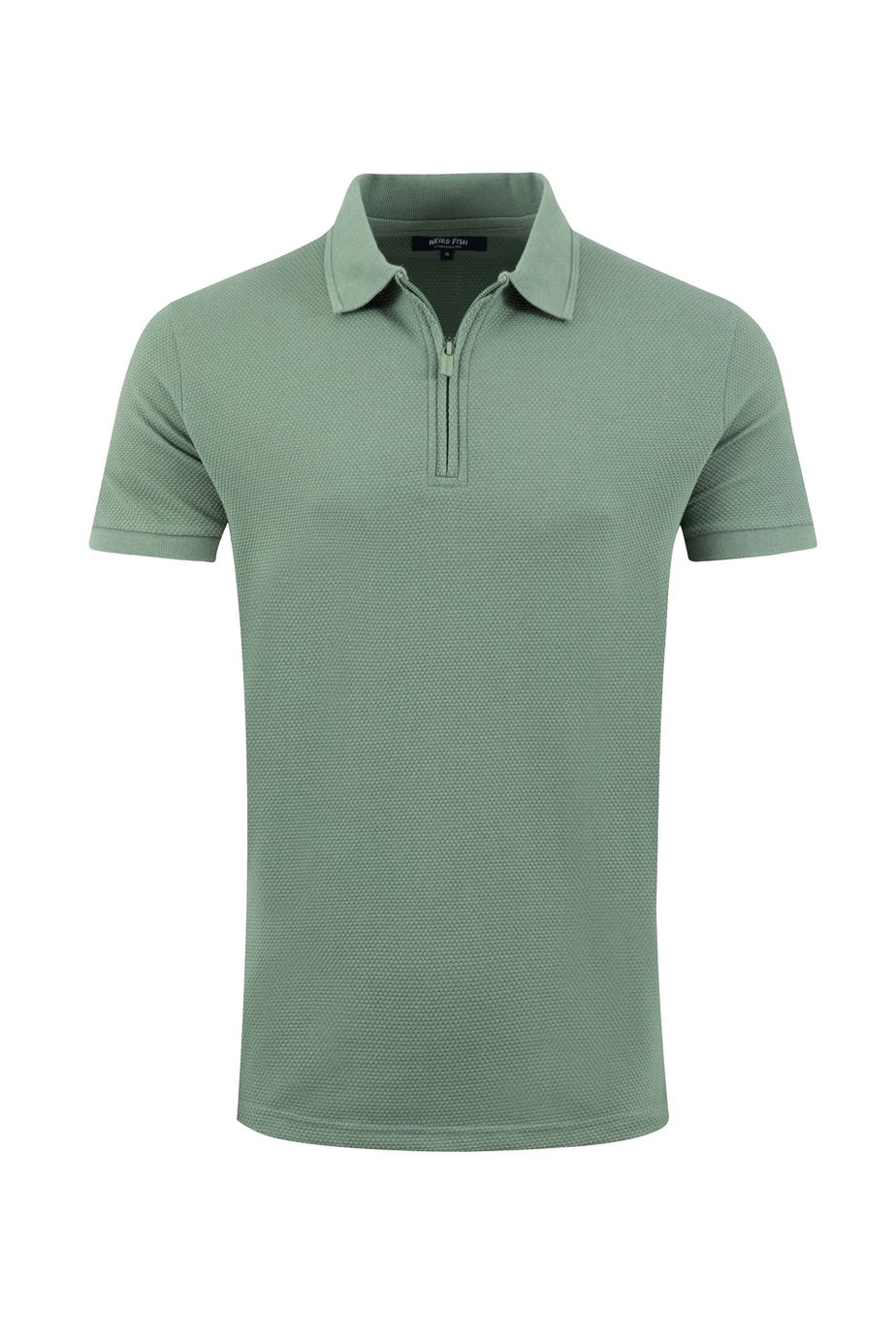 Weird Fish Army Green Murray 1/4 Zip Textured Jersey Polo