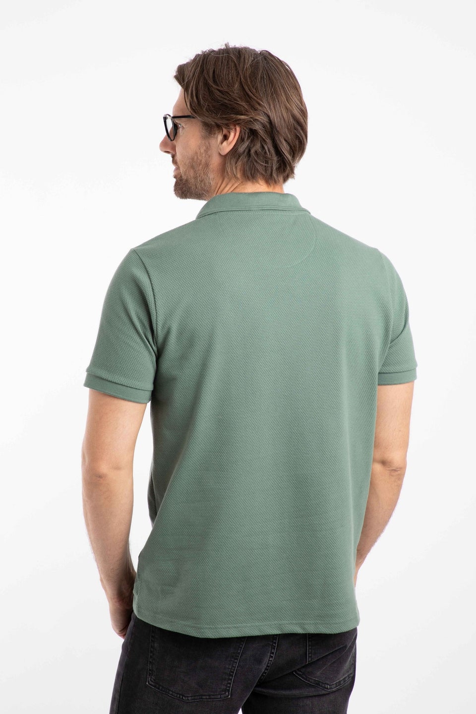Weird Fish Army Green Murray 1/4 Zip Textured Jersey Polo