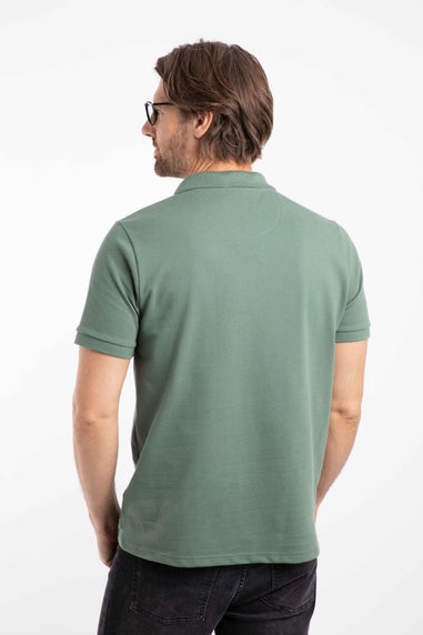 Weird Fish Army Green Murray 1/4 Zip Textured Jersey Polo