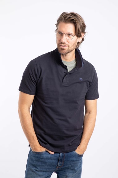 Weird Fish Midnight Dylan Tipped Collar Polo Shirt