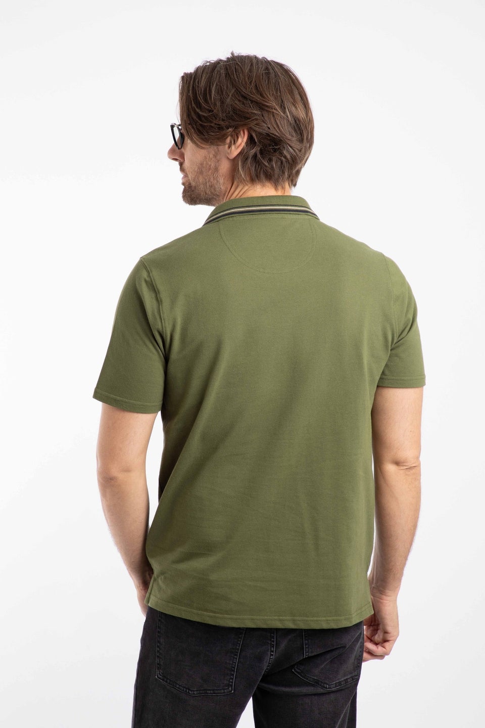 Weird Fish Winter Green Dylan Tipped Collar Polo Shirt