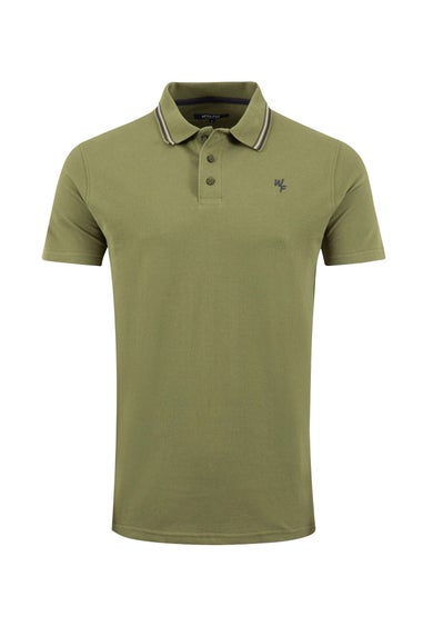Weird Fish Winter Green Dylan Tipped Collar Polo Shirt