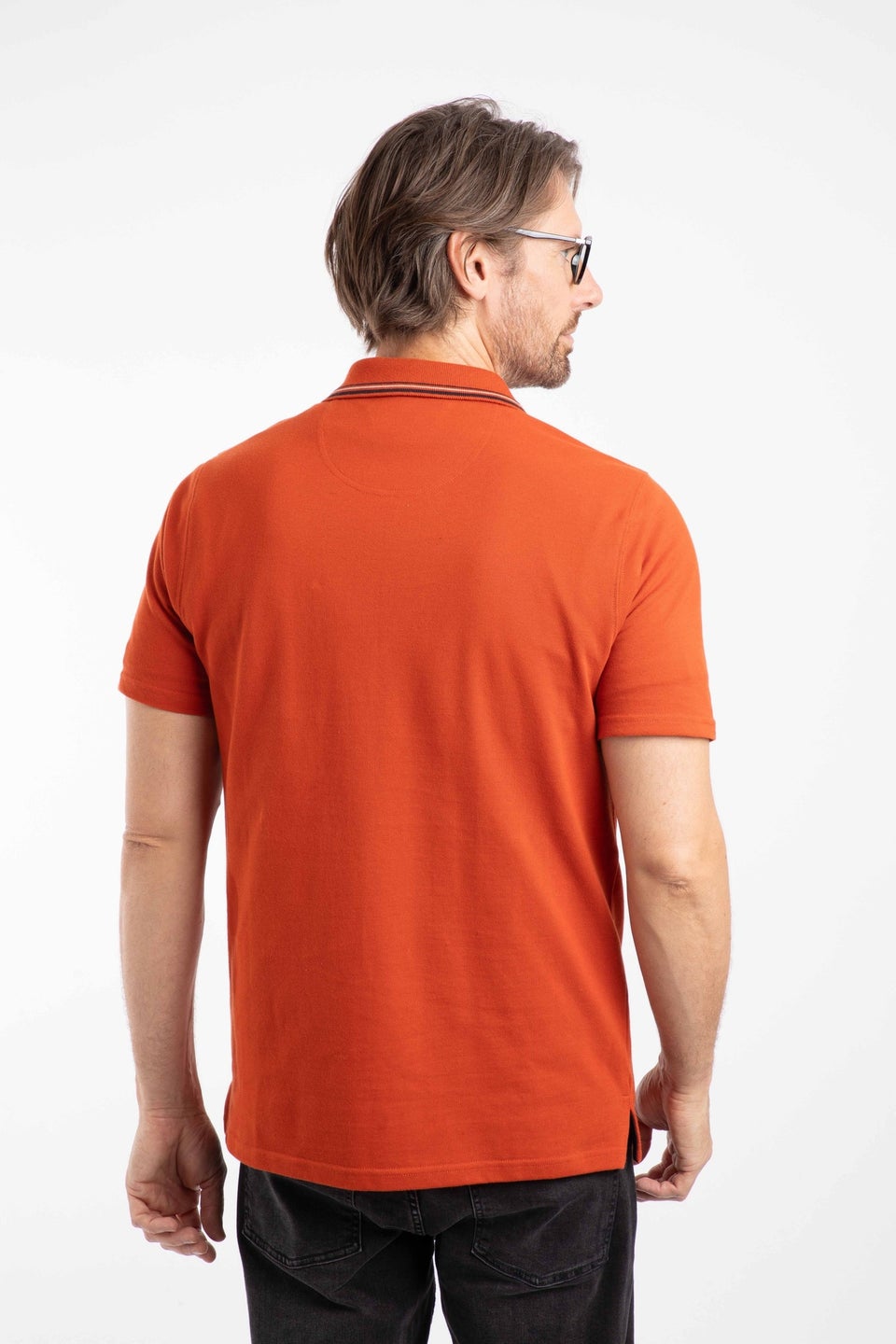 Weird Fish Rust Leaves Dylan Tipped Collar Polo Shirt