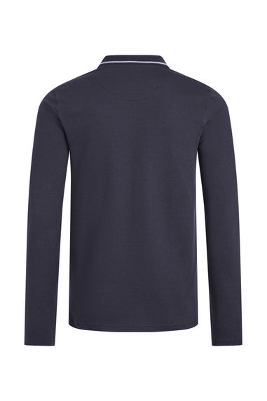 Weird Fish Midnight Theo Textured Long Sleeve Polo Shirt